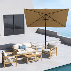 Outsunny 2 x 3(m) Garden Parasol Rectangular Market Umbrella w/ Crank Brown