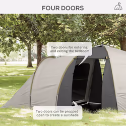 Outsunny 4-6 Person Camping Tent with 2 Bedroom, Living Area and Vestibule