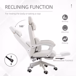 Vinsetto Home Office Chair Reclining Computer Chair w/ Lumbar Support White - Additional view 4