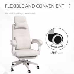 Vinsetto Home Office Chair Reclining Computer Chair w/ Lumbar Support White - Additional view 5