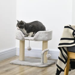 PawHut 42cm Indoor Cat Tree, Kitty Play Tower w/ Toy Balls Sisal Scratching Post