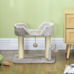 PawHut 42cm Indoor Cat Tree, Kitty Play Tower w/ Toy Balls Sisal Scratching Post