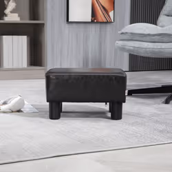 HOMCOM Chic Faux Leather Footstool Ottoman Cube with 4 Plastic Legs Brown - Additional view 5