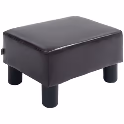 HOMCOM Chic Faux Leather Footstool Ottoman Cube with 4 Plastic Legs Brown - Additional view 7