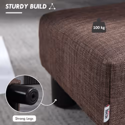 HOMCOM Chic Linen Fabric Footstool Ottoman Cube with 4 Plastic Legs Brown