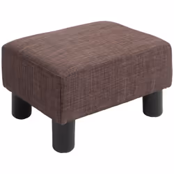 HOMCOM Chic Linen Fabric Footstool Ottoman Cube with 4 Plastic Legs Brown - Additional view 7