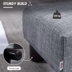 HOMCOM Chic Linen Fabric Footstool Ottoman Cube with 4 Plastic Legs Grey