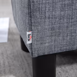 HOMCOM Chic Linen Fabric Footstool Ottoman Cube with 4 Plastic Legs Grey - Additional view 6