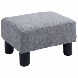 HOMCOM Chic Linen Fabric Footstool Ottoman Cube with 4 Plastic Legs Grey - Additional view 7