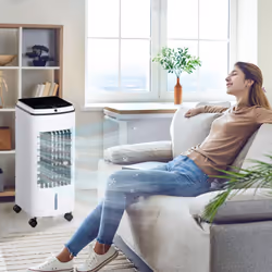 HOMCOM 3-in-1 Portable Air Cooler with 4L Water Tank 7.5H Timer, Remote White