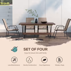 Outsunny Set of 4 Garden Dining Chair Set Outdoor w/ High Back Armrest Grey