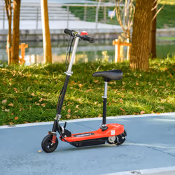 HOMCOM Folding Ride on Powered Scooter w/ Warning Bell for Age 4-14 Years, Red