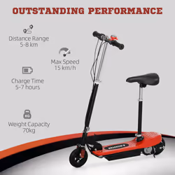 HOMCOM Folding Ride on Powered Scooter w/ Warning Bell for Age 4-14 Years, Red