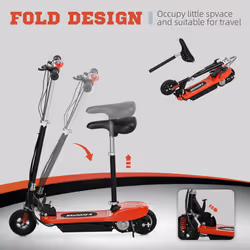 HOMCOM Folding Ride on Powered Scooter w/ Warning Bell for Age 4-14 Years, Red