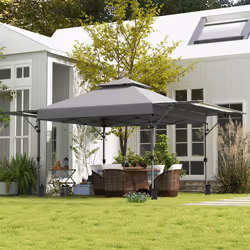 Outsunny 3 x 3(m) Pop Up Gazebo, Instant Shelter with Extend Dual Awning, Grey