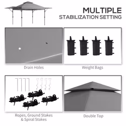 Outsunny 3 x 3(m) Pop Up Gazebo, Instant Shelter with Extend Dual Awning, Grey