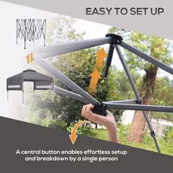 Outsunny 3 x 3(m) Pop Up Gazebo, Instant Shelter with Extend Dual Awning, Grey - Additional view 4