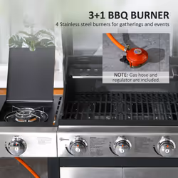 Outsunny Deluxe Gas Barbecue Grill 3+1 Burner Garden BBQ w/ Large Cooking Area