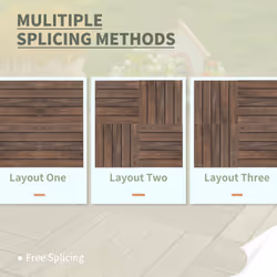 Outsunny 27pc Floor Tiles Interlocking Solid Wood DIY Deck Tiles Outdoor Black