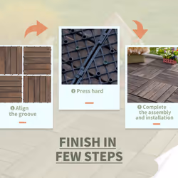 Outsunny 27pc Floor Tiles Interlocking Solid Wood DIY Deck Tiles Outdoor Black - Additional view 4