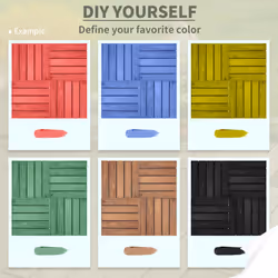 Outsunny 27pc Floor Tiles Interlocking Solid Wood DIY Deck Tiles Outdoor Black - Additional view 6
