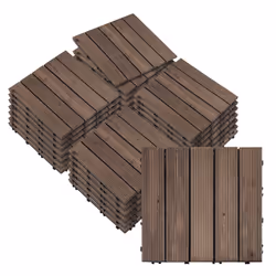 Outsunny 27pc Floor Tiles Interlocking Solid Wood DIY Deck Tiles Outdoor Black - Additional view 8