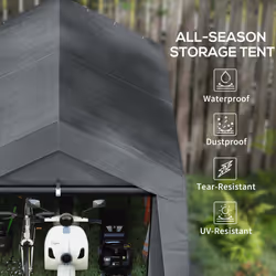 Outsunny 3 x 3(m) Portable Shed, Waterproof and Heavy Duty Dark Grey
