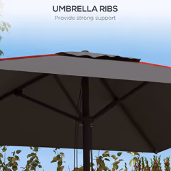 Outsunny Sun Parasol with Vent, Table Umbrella for Patio, Garden, Pool, Grey