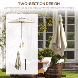 Outsunny Sun Parasol with Vent, Table Umbrella for Patio, Garden, Pool, Beige
