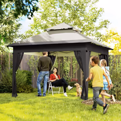Outsunny 3 x 3(m) Pop Up Gazebo, Instant Shelter with Mosquito Netting, Grey