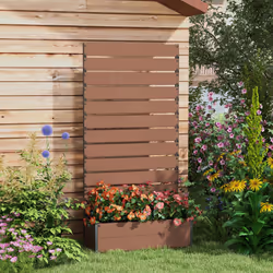 Outsunny Raised Garden Bed with Trellis Standing Patio Planter Box Light Brown - Additional view 8