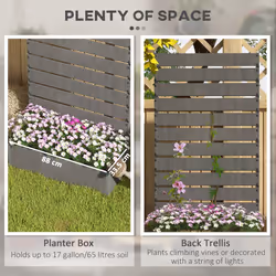 Outsunny Raised Garden Bed with Trellis Standing Patio Planter Box Dark Grey