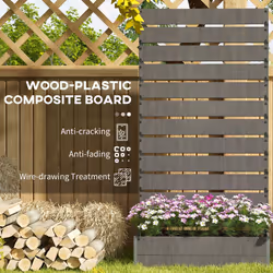 Outsunny Raised Garden Bed with Trellis Standing Patio Planter Box Dark Grey