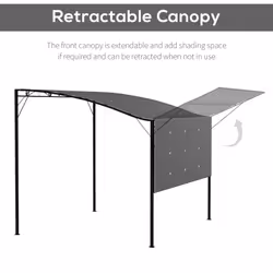 Outsunny 3 x 2.5m Patio Metal Gazebo Pergola Wall Mount Outdoor Shelter, Grey