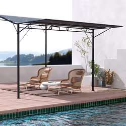 Outsunny 3 x 2.5m Patio Metal Gazebo Pergola Wall Mount Outdoor Shelter, Grey - Additional view 5
