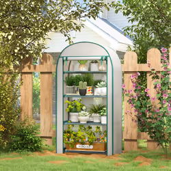 Outsunny 80 x 49 x 160cm Mini Greenhouse Portable Green House with Shelf White