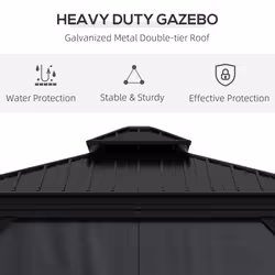 Outsunny 3 x 3.7m Aluminium Outdoor Hardtop Gazebo Canopy 2-Tier Roof Dark Grey
