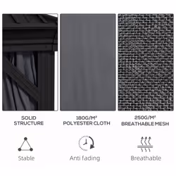 Outsunny 3 x 3.7m Aluminium Outdoor Hardtop Gazebo Canopy 2-Tier Roof Dark Grey