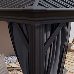 Outsunny 3 x 3.7m Aluminium Outdoor Hardtop Gazebo Canopy 2-Tier Roof Dark Grey - Additional view 7