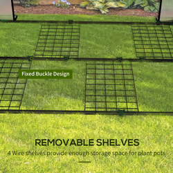 Outsunny Mini Greenhouse with Shelves and Roll Up Door, 100x80x150cm, White - Additional view 5