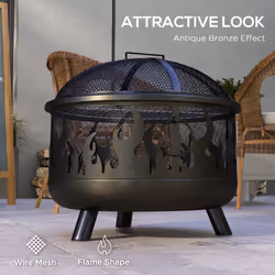 Outsunny 61.5cm 2-In-1 Outdoor Fire Pit & Firewood BBQ Garden Cooker Heater - Additional view 5