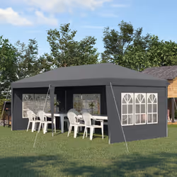 Outsunny 3 x 6m Heavy Duty Gazebo Marquee Party Tent with Storage Bag Grey