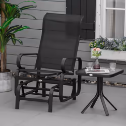 Outsunny Outdoor Gliding Rocking Chair w/ Metal Frame for Patio, Garden, Black
