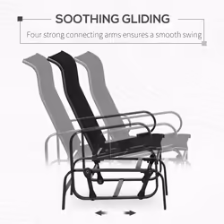 Outsunny Outdoor Gliding Rocking Chair w/ Metal Frame for Patio, Garden, Black