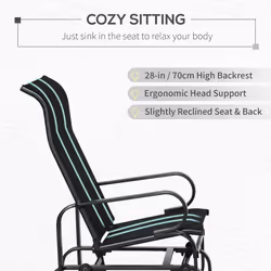 Outsunny Outdoor Gliding Rocking Chair w/ Metal Frame for Patio, Garden, Black