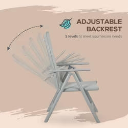 Outsunny 7 Piece Garden Dining Set, Outdoor Table and 6 Chair, Aluminium, Grey - Additional view 4