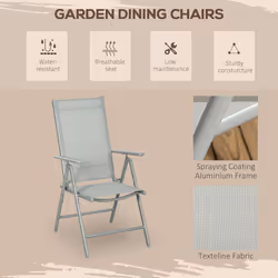 Outsunny 7 Piece Garden Dining Set, Outdoor Table and 6 Chair, Aluminium, Grey - Additional view 5