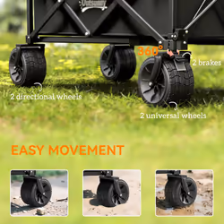 Outsunny Foldable Garden Cart, Outdoor Utility Wagon with Carry Bag, Black - Additional view 5