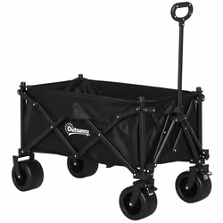 Outsunny Foldable Garden Cart, Outdoor Utility Wagon with Carry Bag, Black - Additional view 8