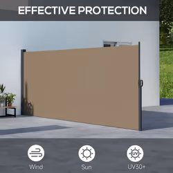 Outsunny Side Awning Retractable, Privacy Screen, 400x160cm, Khaki